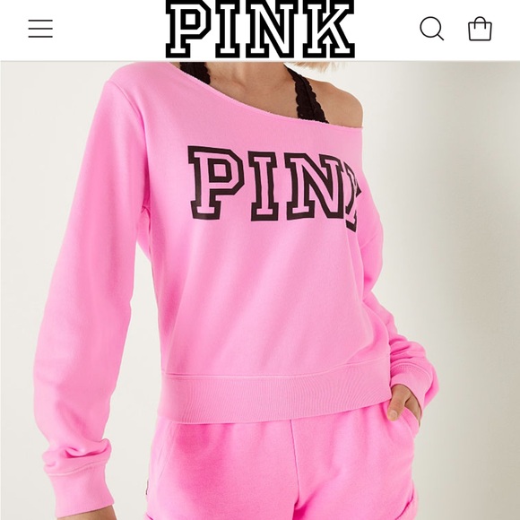 Victoria Secret PINK Everyday Lounge Open Neck Crew Pink size Medium - Picture 2 of 7